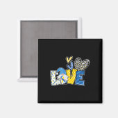 Liebe Gnomes Blue Yellow Ribbon Down Synware Magnet (Vorderseite/Rückseite)