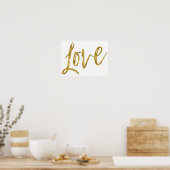 Liebe Gold Foil und White Inspiration Word Poster (Küche)
