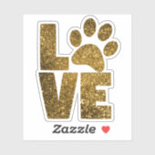 LIEBE | Gold Glitzer Paw Print Aufkleber (Blatt)