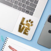 LIEBE | Gold Glitzer Paw Print Aufkleber (Laptop mit iPhone)