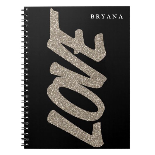 LIEBE Gold Glitzer Sparkle Modernes Notebook Notizblock (Vorderseite)