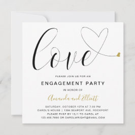 Liebe Gold Heart Moderne Engagement Partei Einladung