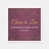 Liebe Gold Hearts Confetti Wedding Serviette (Vorderseite)