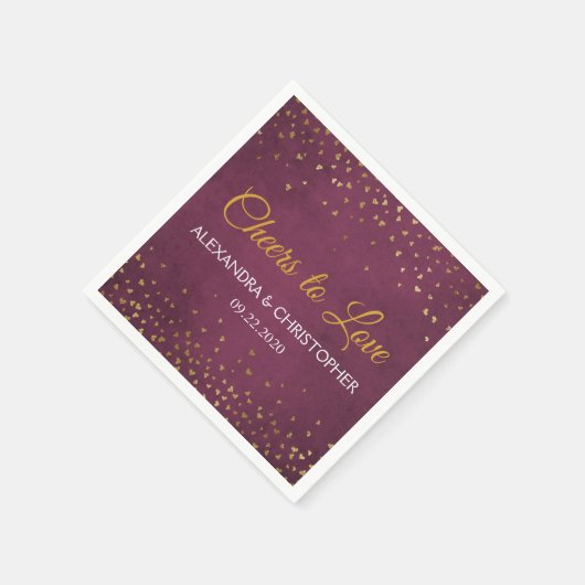 Liebe Gold Hearts Confetti Wedding Serviette (Ecke)