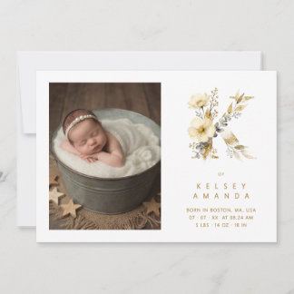 Liebe Gold K Initiale mit romantischem Blumendesig