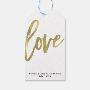 LIEBE Gold Moderne Brush Typografie Hochzeit Geschenkanhänger