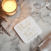 Liebe Gold Script Wedding Monogram Rechteckiger Pappuntersetzer