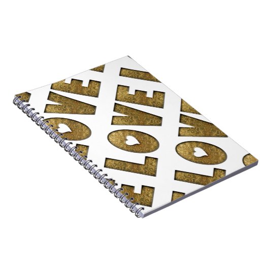Liebe Gold Text Word Elegante Goldene Dekoration Notizblock (Rechte Seite)