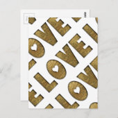 Liebe Gold Text Word Elegante Goldene Dekoration Postkarte (Vorne/Hinten)