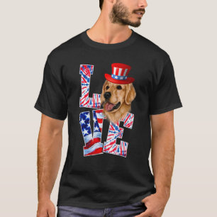 Liebe Golden Retriever 4. Juli Patriotischer Hund T-Shirt