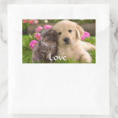Liebe Golden Retriever Puppy and Kitten Stickers (Tasche)