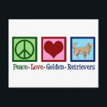 Liebe Golden Retrievers Postkarte<br><div class="desc">Wunderschöne Peace Liebe Golden Retrievers Geschenk für einen Hundebesitzer, der seinen niedlichen Welpen Lieben. Ein hübsches Friedenszeichen, ein Herz und eine bezaubernde goldene Retriever, meine Lieblingsrasse.</div>