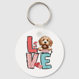 Liebe Goldendoodle Hund Happy Valentinstag Schlüsselanhänger