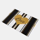 Liebe Goldenes Herz gestreift Türmatte (Schrägansicht)