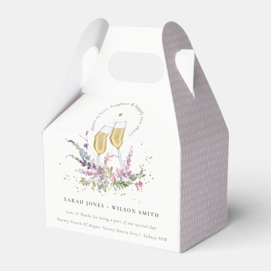 Liebe Goldweingläser Blumenzehen Geschenkschachtel (Rückseite)