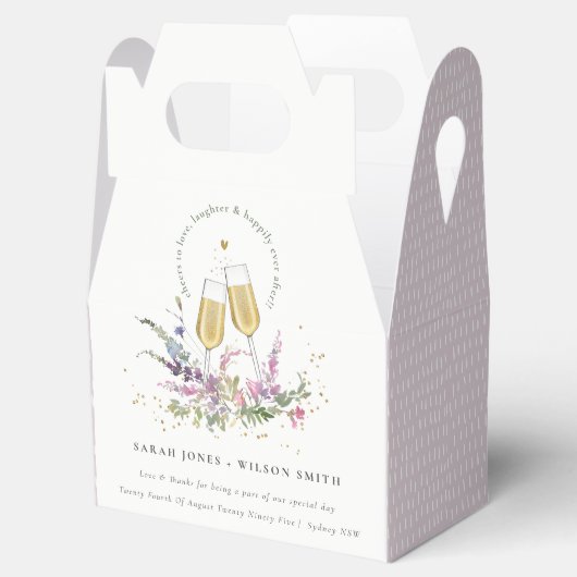 Liebe Goldweingläser Blumenzehen Geschenkschachtel (Geöffnet)