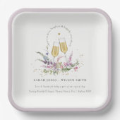 Liebe Goldweingläser Blumenzehen Pappteller (Vorderseite)