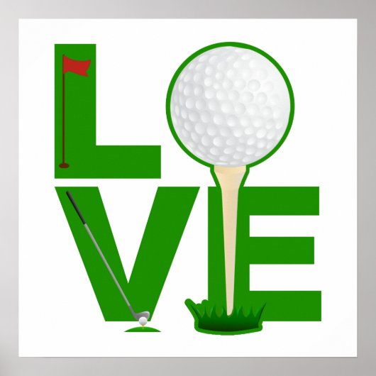 LIEBE Golf-Grün-Buchstaben Poster (Vorne)