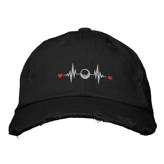 Liebe Golf Heartbeat Symbol Bestickte Baseballkappe (Vorderseite)