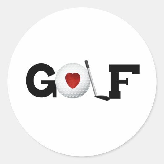 Liebe Golf Runder Aufkleber (Vorderseite)
