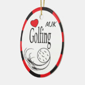 Liebe Golfing Rot und Schwarz Keramikornament (Links)