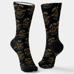 Liebe Gott Trinke Kaffee Lies Bücher Liebhaber Vin Socken