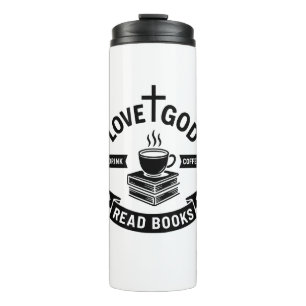 Liebe Gott trinken Kaffee Bücher Christlicher Glau Thermosbecher