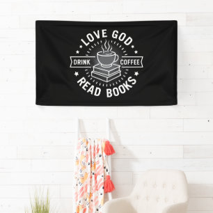 Liebe Gott trinken Kaffee Bücher lesen Liebe Vinta Banner