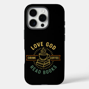 Liebe Gott trinken Kaffee Bücher lesen Liebe Vinta iPhone 16 Pro Hülle