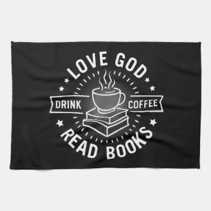 Liebe Gott trinken Kaffee Bücher lesen Liebe Vinta Geschirrtuch