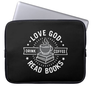 Liebe Gott trinken Kaffee Bücher lesen Liebe Vinta Laptopschutzhülle
