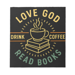 Liebe Gott trinken Kaffee Bücher lesen Liebe Vinta Notizblock