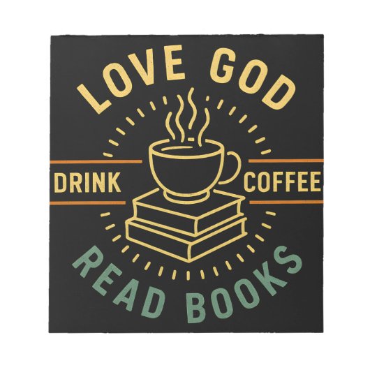 Liebe Gott trinken Kaffee Bücher lesen Liebe Vinta Notizblock (Vorderseite)