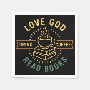Liebe Gott trinken Kaffee Bücher lesen Liebe Vinta Serviette