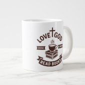 Liebe Gott trinken Kaffee Lesen Bücher Christlich Jumbo-Tasse (Vorderseite Rechts)