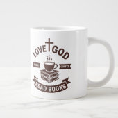 Liebe Gott trinken Kaffee Lesen Bücher Christlich Jumbo-Tasse (Rechts)