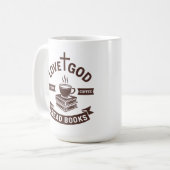Liebe Gott trinken Kaffee Lesen Bücher Christlich  Kaffeetasse (Vorderseite Links)