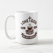 Liebe Gott trinken Kaffee Lesen Bücher Christlich  Kaffeetasse (Links)