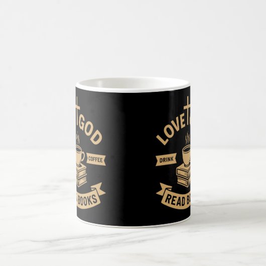 Liebe Gott trinken Kaffee Lesen Bücher Christlich Kaffeetasse (Mittel)