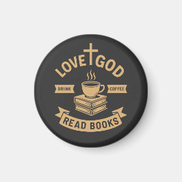 Liebe Gott trinken Kaffee Lesen Bücher Christlich Magnet
