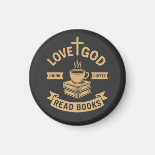Liebe Gott trinken Kaffee Lesen Bücher Christlich Magnet