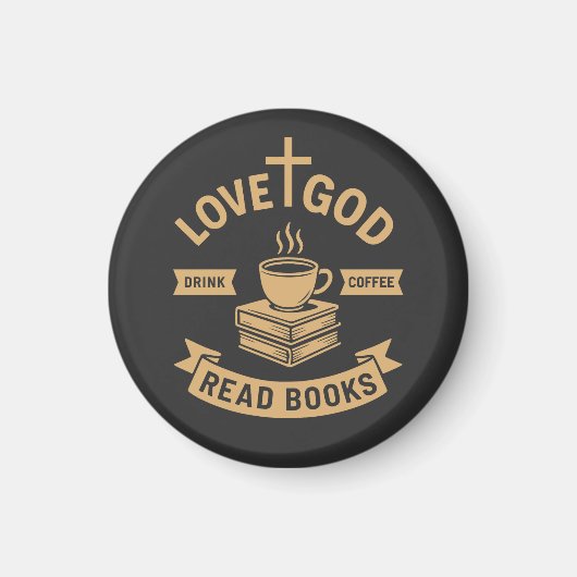 Liebe Gott trinken Kaffee Lesen Bücher Christlich Magnet (Vorne)