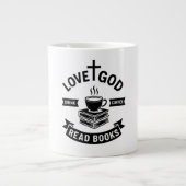 Liebe Gott trinken Kaffee Lesen Bücher Glauben Vin Jumbo-Tasse (Vorderseite)