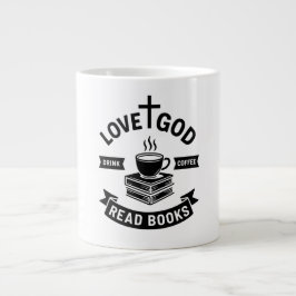 Liebe Gott trinken Kaffee Lesen Bücher Glauben Vin Jumbo-Tasse