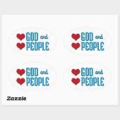 Liebe Gott und Liebe Menschen Ovaler Aufkleber (Blatt)