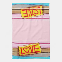LIEBE Graffiti Geschirrtuch, rosa, braun und blau Geschirrtuch