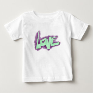 Liebe Graffiti lila grüne Minze Typografie Punkte Baby T-shirt