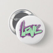 Liebe Graffiti lila grüne Minze Typografie Punkte Button (Vorne & Hinten)
