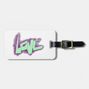 Liebe Graffiti lila grüne Minze Typografie Punkte Gepäckanhänger