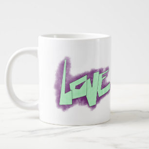 Liebe Graffiti lila grüne Minze Typografie Punkte Jumbo-Tasse